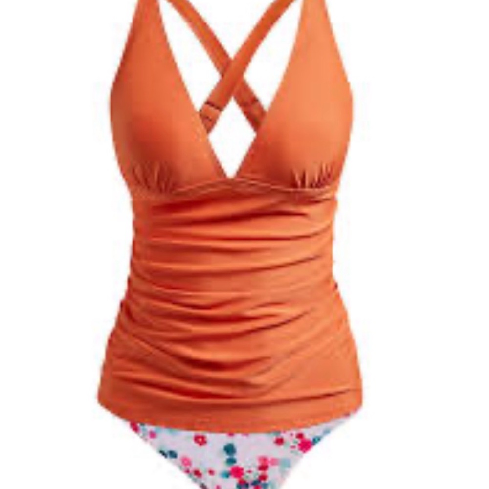Vibrant Orange Cross-Back Bikini TOP ONLY